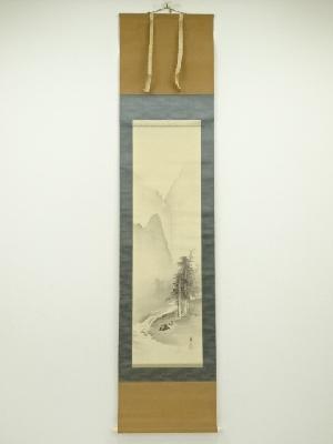 鈴木華邨筆　牧童図　肉筆絹本掛軸（岡田華筵箱書）